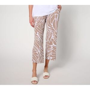 Susan Graver Women's Plus Sz Pants 2X Printed Liquid Knit Brown A647462